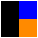 negro naranja azul